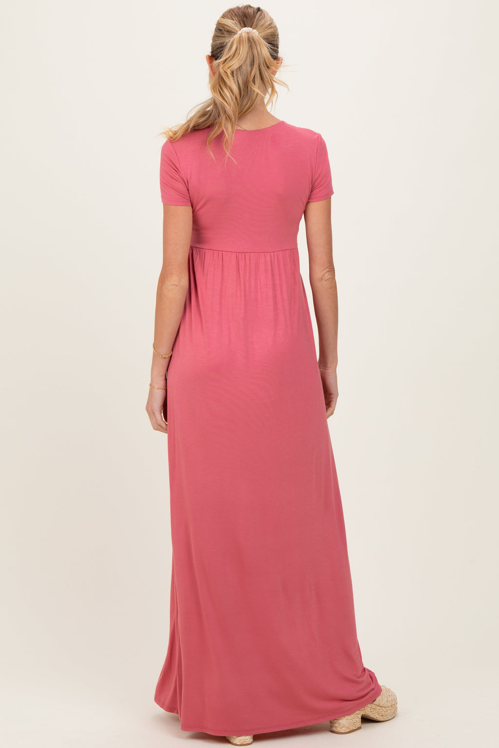 PinkBlush Mauve Draped Maternity/Nursing Maxi Dress