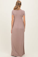 PinkBlush Mocha Draped Maternity/Nursing Maxi Dress