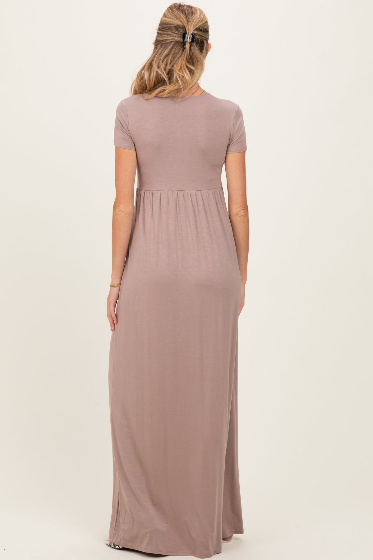 PinkBlush Mocha Draped Maternity/Nursing Maxi Dress