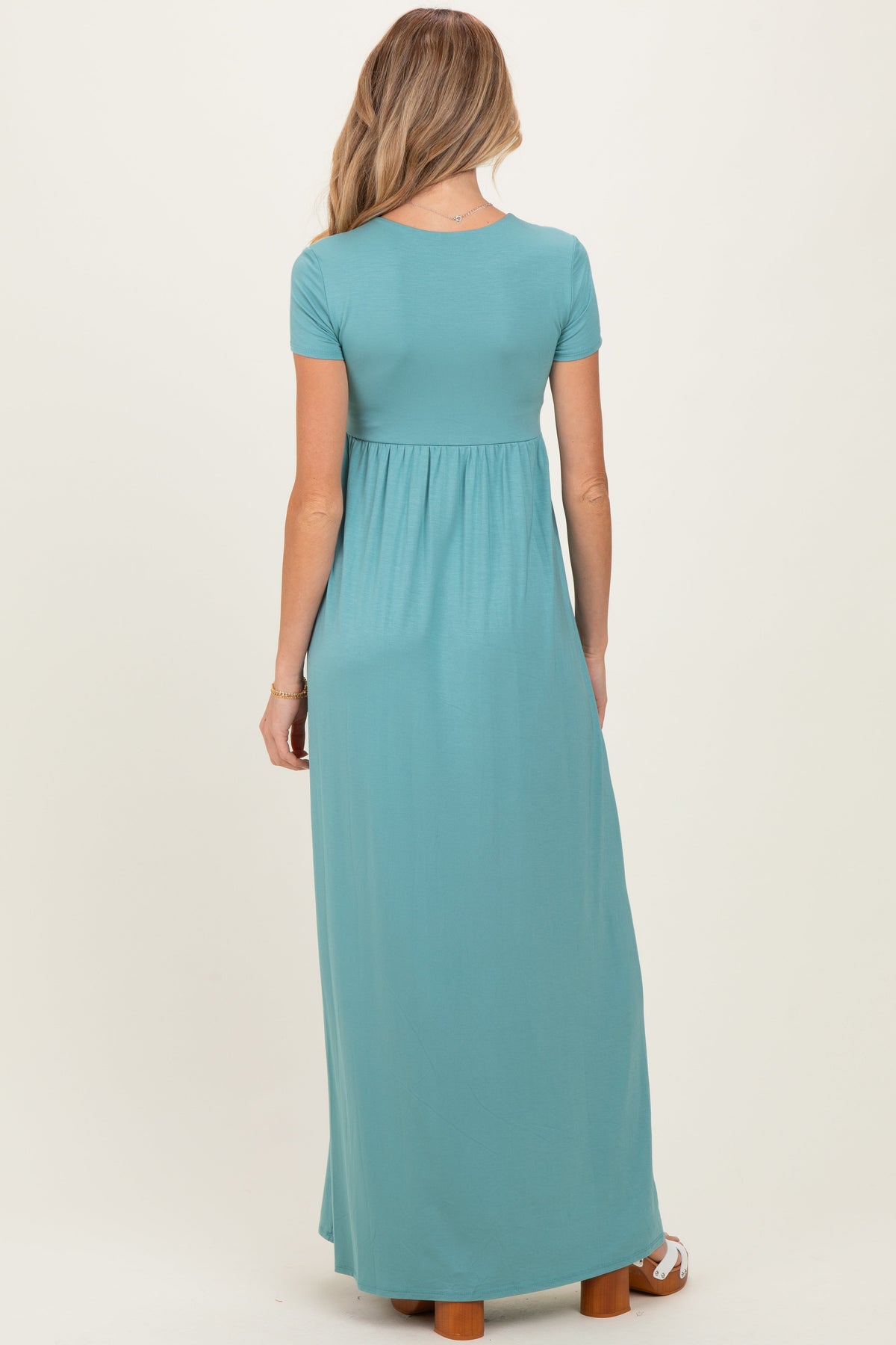 PinkBlush Slate Draped Maternity/Nursing Maxi Dress