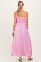 Pink Textured Smocked Maternity Maxi Dress