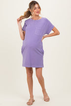 Dusty Purple Maternity T-Shirt Mini Dress
