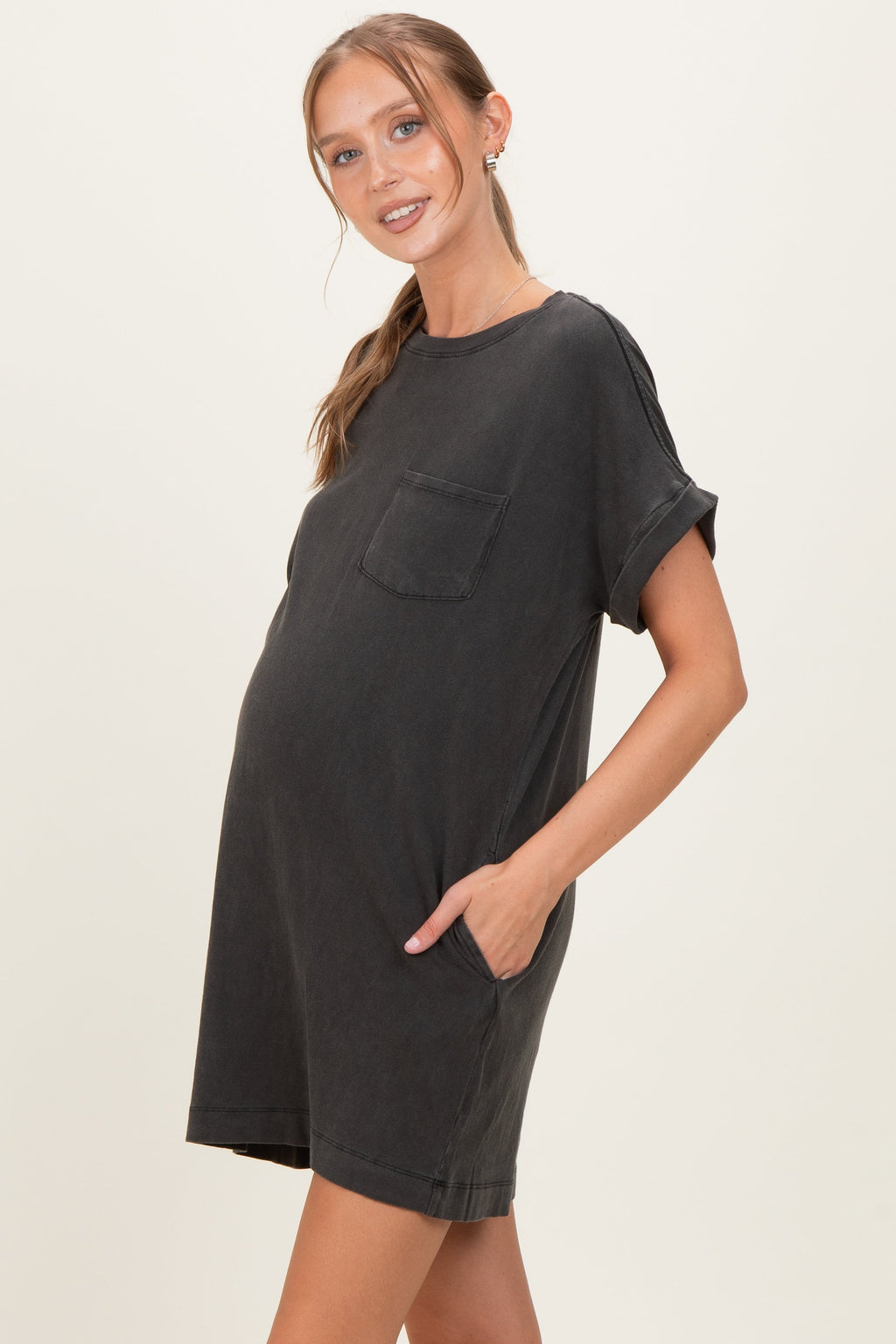 Charcoal Maternity T-Shirt Mini Dress