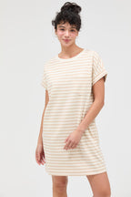 Taupe Striped Maternity T-Shirt Mini Dress