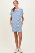Blue Striped Maternity T-Shirt Mini Dress