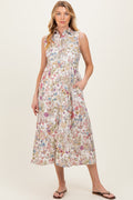 Multicolor Garden Print Sleeveless Maternity Shirt Dress