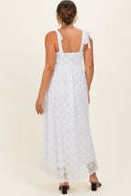 Ivory Sleeveless Lace Maternity Maxi Dress