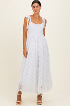 Ivory Sleeveless Lace Maternity Maxi Dress
