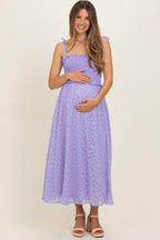 Lavender Shoulder Tie Maternity Midi Dress