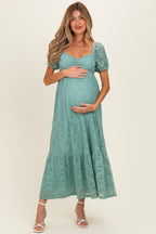 Sage Lace Maternity Maxi Dress