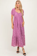 Mauve Lace Maternity Maxi Dress