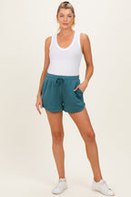 Teal Drawstring Relaxed Fit Maternity Shorts
