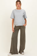 Olive Mineral Wash Wide Leg Maternity Pants