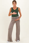 Coffee Mineral Wash Wide Leg Maternity Pants