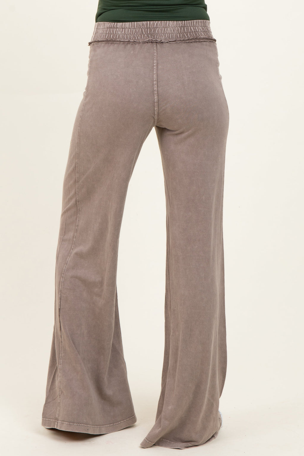 Coffee Mineral Wash Wide Leg Maternity Pants