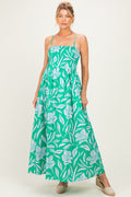 Kelly Green Floral Smocked Maternity Midi Dress