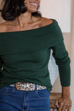 Megan Long Sleeve Top Forest Green