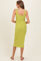 Chartreuse Square Neck Maternity Tank Dress