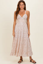 Ivory Printed Lace Inset Tiered Maternity Maxi Dress