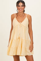 Lemon Eyelet Embroidered V Neck Maternity Sundress