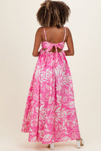 Pink Floral Printed Maternity Maxi Dress
