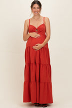 Terracotta Cutout Maternity Maxi Dress