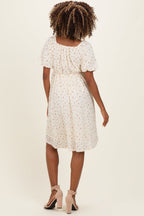 Ivory Floral Sweetheart Neckline Maternity Dress