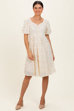 Ivory Floral Sweetheart Neckline Maternity Dress