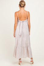 Beige Eyelet Lace Sleeveless Ruffle Hem Maternity Maxi Dress