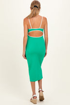 Green Cutout Fitted Maternity Midi Dress