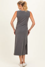 Charcoal Side Slit Maternity Midi Tank Dress