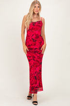 Red Printed Crisscross Back Maternity Maxi Dress