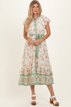 Olive Contrast Floral Maternity Shirt Dress