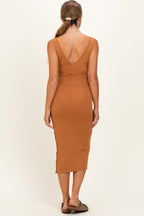 Camel Notch Neckline Maternity Tank Dress