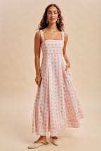 Pink Peony Floral Maternity Maxi Dress