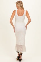 Cream Floral Lace Maternity Midi Dress