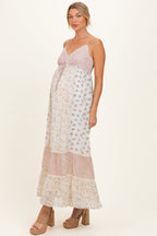 Vintage Pink Mixed Floral Maternity Maxi Dress