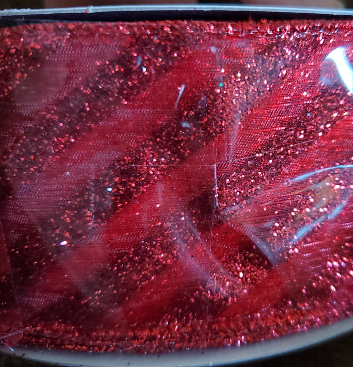 1.5" or 2.5" Wired Sheer Red with Glitter Stripes 50 yd Ribbon Roll
