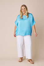 Bianca Short Sleeve Top Ocean Blue