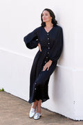 Georgina Long Sleeve Dress Black with Collar