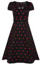 Claudia Flirty Fifties Style Polka Dot Dress In Black & Red