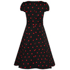 Claudia Flirty Fifties Style Polka Dot Dress In Black & Red