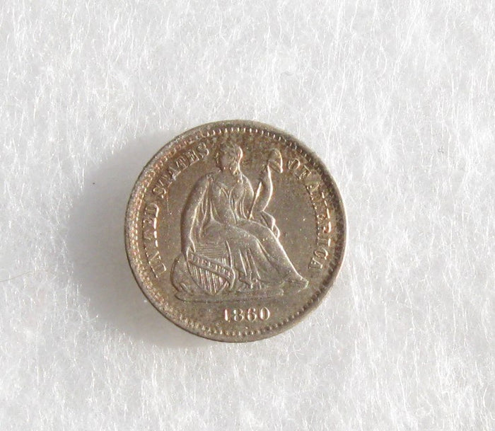 1860O Half Dime (CH UNC)  RESERVED for M. Davis - Of Coins & Crystals