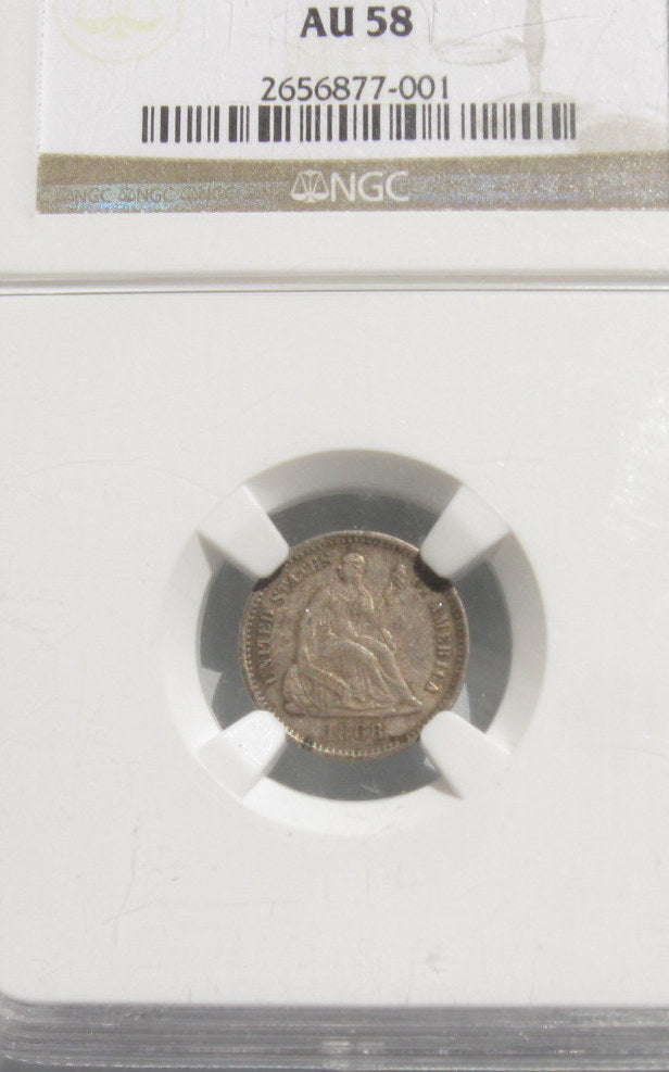 1868S Half Dime NGC AU-58