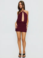 Drifting Away Chiffon Mini Dress Currant