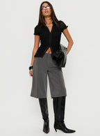 Melaniya Button Up Top Black