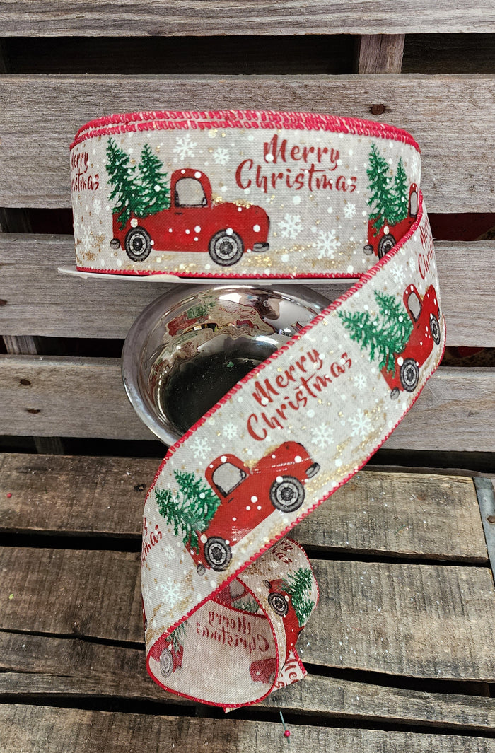 2.5" Merry Christmas Red Truck
