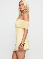 Dayanna Off Shoulder Mesh Mini Dress Lemon