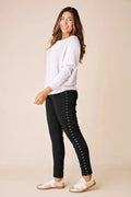 Abbie Studded Crinkle Jogger Black