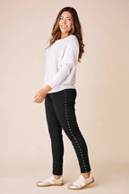 Abbie Studded Crinkle Jogger Black